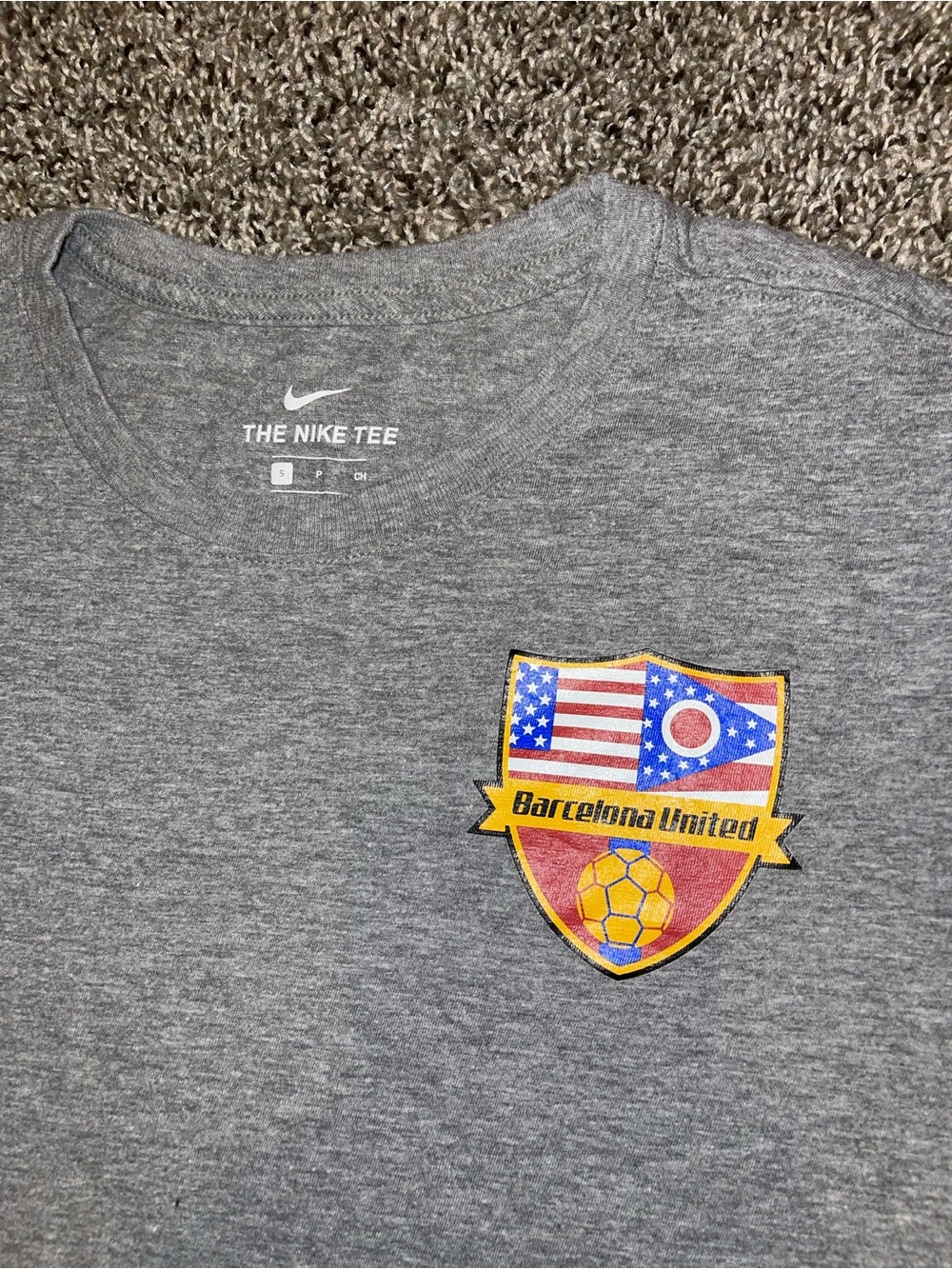 Nike Kids Grey Graphic Barcelona United Short Sleeve Tee